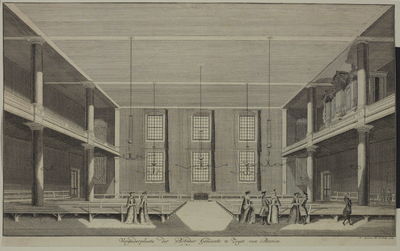 206394 Interieur van het kerkgebouw van de Broedergemeente te Zeist: de kerkzaal.01-01-1769-31-12-1769